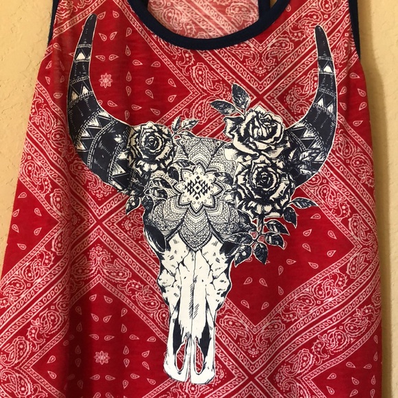Cow skull/bandana print tank top - Picture 2 of 6